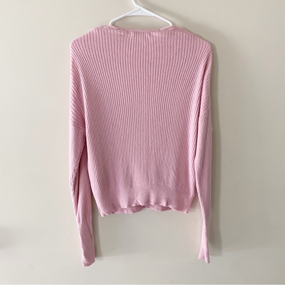 Leith pink ribbed wrap sweater size XXS - Picture 2 of 7